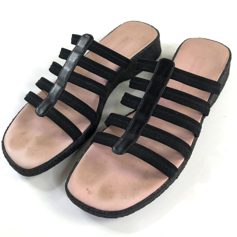 Donald Pliner Women's 7.5 M Elastic Open Toe Lifted Sandals Shoes Black